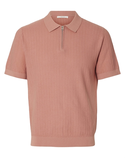 Selected - SLHCran Strik Structure Zip Polo - Rose Dawn